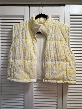 Thread & Supply Yellow and Cream Floral Quilted Vest